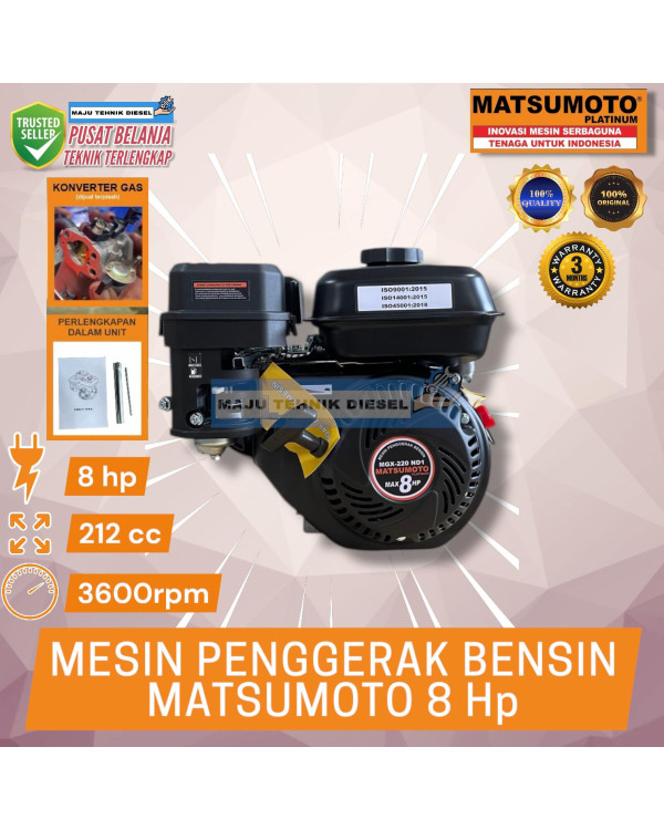 Gasoline Engine Mesin Penggerak Bensin Serbaguna MATSUMOTO MGX220 ND1 8hp Konverter Gas Ready